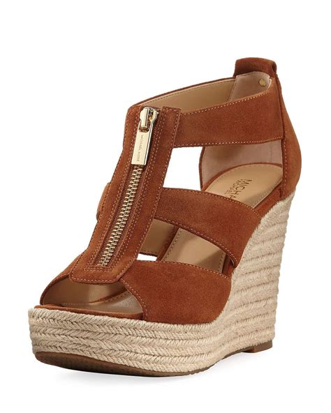 michael kors luggage wedge sandals|michael kors suede wedges.